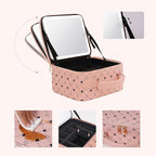 Travel Makeup Bag With 360° rotating LED Mirror, Waterproof cosmetic organizer - Image 5