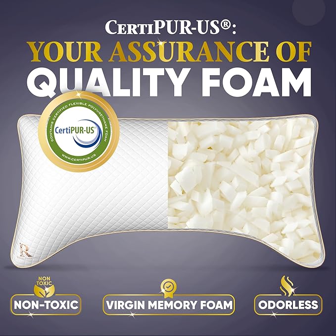 Royal Therapy 4-Pack Adjustable Queen Pillows, Shredded Memory Foam Pillows - Image 3