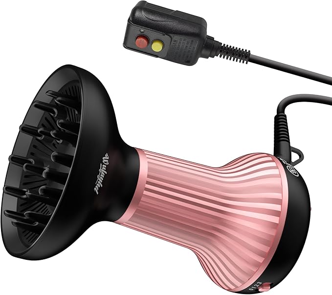 Diffuser Hair Dryer for Curly Hair with Ceramic Technology, Lightweight Elegance, 2-in-1, Gifts for Her, Reduces Frizz, Enhances Curls, Volumizes, Portable Hair Dryer, ALCI Safety Plug