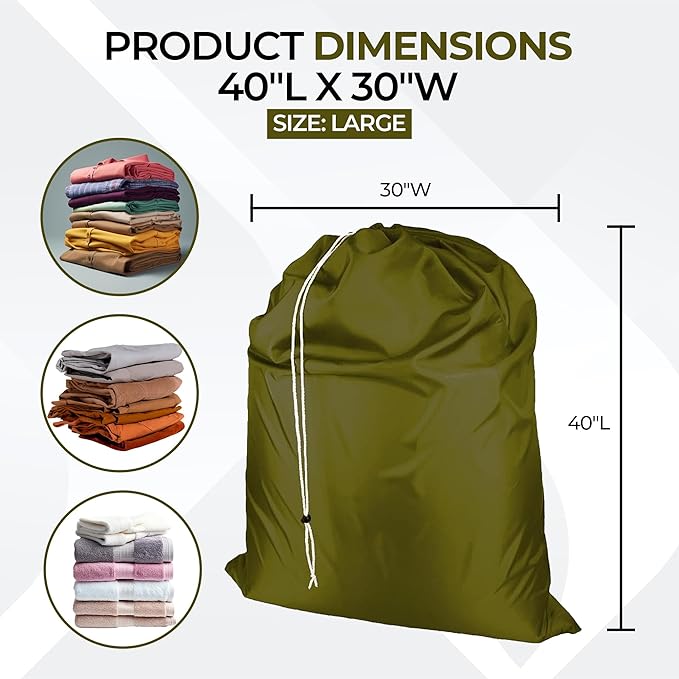 Laundry Bag with Locking Closure Drawstring – Extra Large Heavy Duty 100% Nylon - Image 2