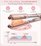 FMZ Flat Iron Hair Straightener Crimper Curler, Professional 4 in 1 Pink Hair Styling Irons for Straightening, Crimping, Curling, Fast Heating, Dual Voltage, Mini and Portable for Women Travel Home