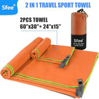 Sfee 2 Pack Microfiber Travel Towel, Quick Dry Camping Towel Large Beach Towel - Image 3