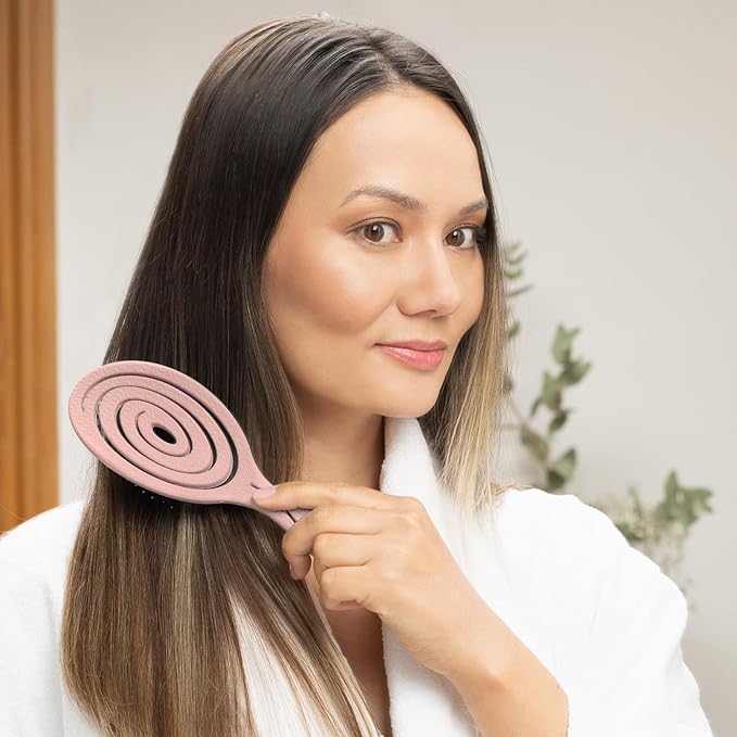 Ninabella Detangling Hair Brush for Women & Men - Does not Pull - Straightening Brushes for Straight & Curly Hair - Unique Spiral Hairbrush - Rose Gold