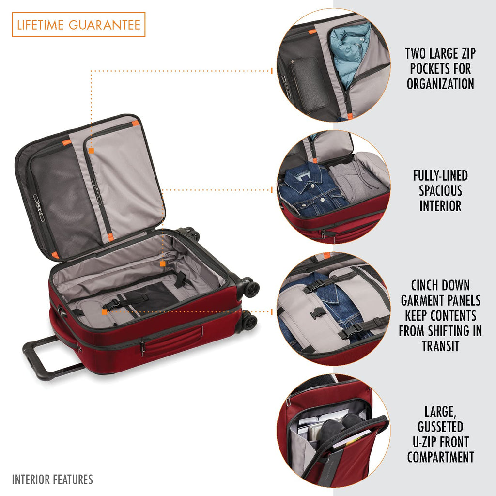 ZDX Expandable Luggage with 4 Spinner Wheels (Carry-On 21 Inch / Brick)