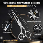 CIICII Professional Hair Cutting Scissors Shears Kit, 440C 7 Inch Barber Haircut Scissors Set (Hair Beard Trimming Haircutting Thinning Shears) for Hairdressing Stylist Hairdresser Salon Home