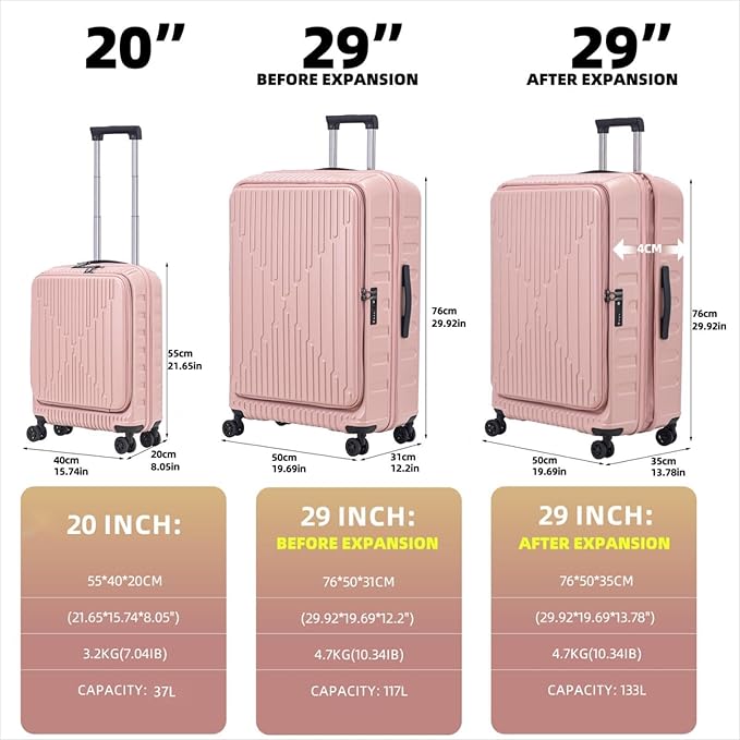 2 Pieces 20/29 Luggage Sets, 20 Inch Cabin Luggage - Image 2