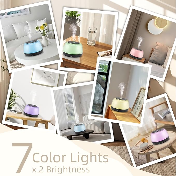 300ML Essential Oil Diffuser - 8-Hour Aromatherapy with Remote Control, 7-Color LED Lights, 4 Timer Settings for Home