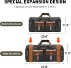 Wildroad 50L Travel Duffel Bag, Expandable Waxed Canvas Genuine Leather Duffle - Image 4