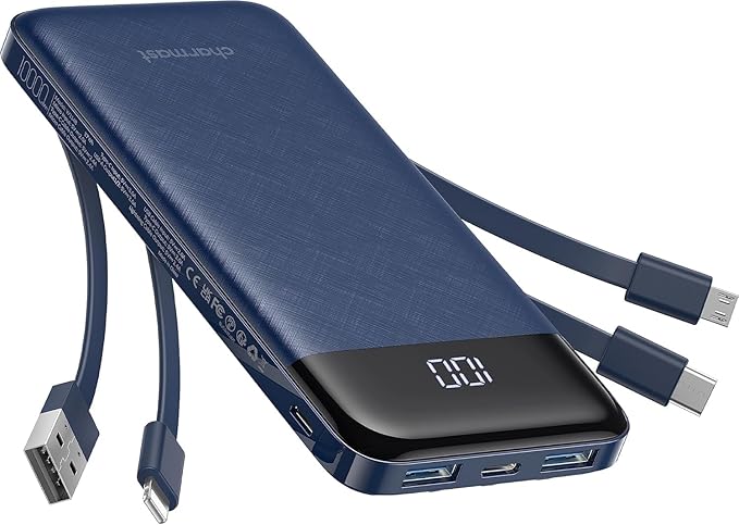 charmast Portable Charger with Built in Cables, Power Bank with Cords Wires by Charmast
