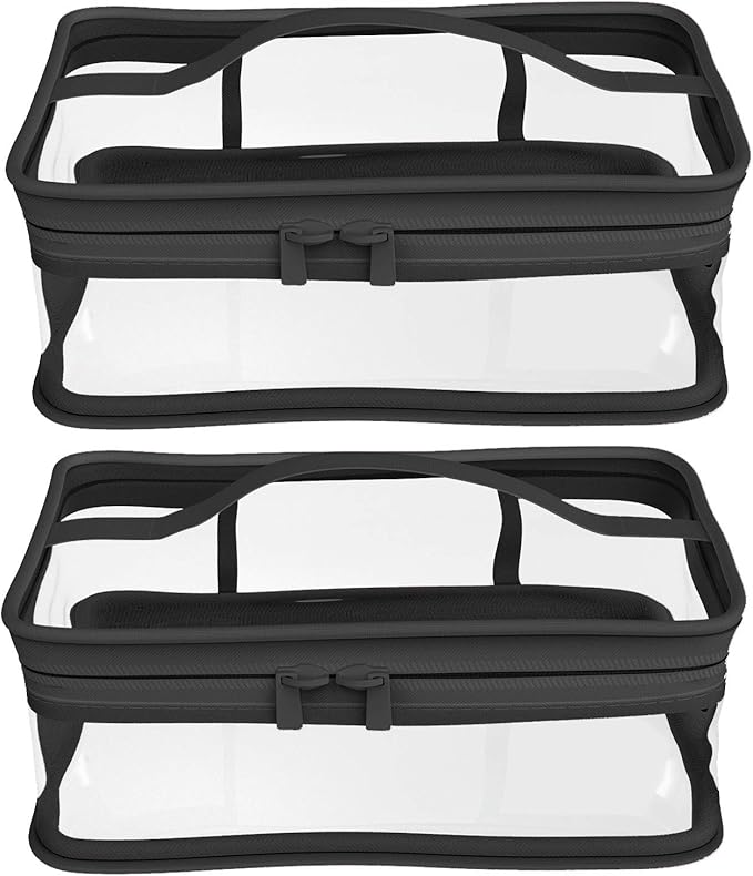 Black Transparent Cosmetic Bag Waterproof Handbag Portable Travel Work Make Up by BallHull