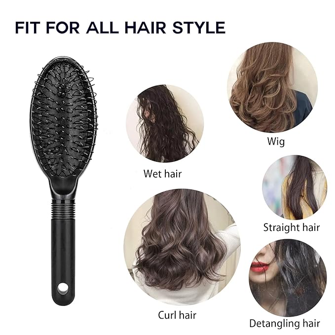 12Pcs Wig Styling Set - Massage Brush, Wide-Tooth Comb, Edge Brush, Wet Brush, Wig Clip for Synthetic Wigs, Hair Extensions, DIY Styling and Human Hair