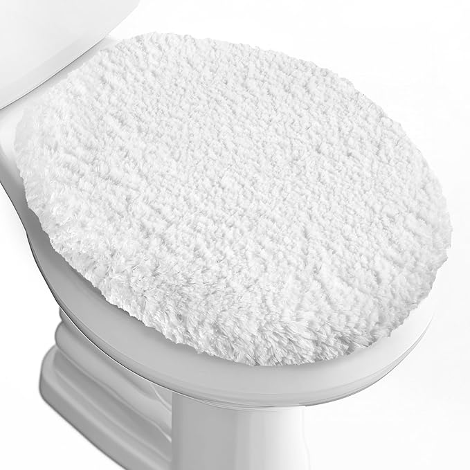 Microfiber Elongated Toilet Seat Cover 19.5"x 15" Machine Washable Solid Toilet by Baahrnom