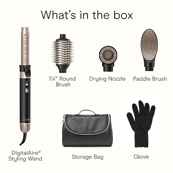 Infiniti PRO CONAIR Wet-to-Dry Styling Wand, Multi Hair Styling Tool for Curls, Waves, Blowouts, and Volume, 4 Attachments & Storage Bag, Amazon Exclusive, Black