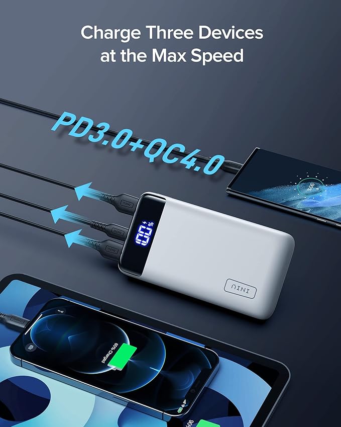 INIU Portable Charger, 22.5W PD3.0 QC4.0 Fast Charging LED Display 20000mAh - Image 3