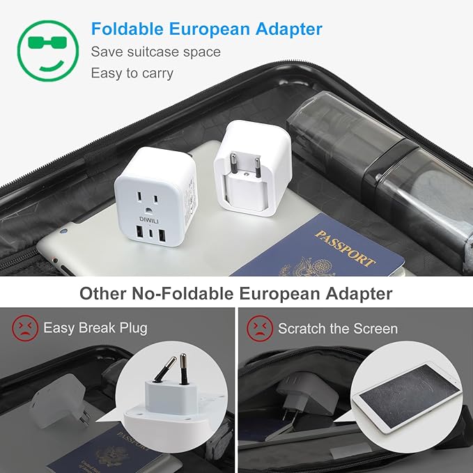 European Travel Plug Adapter, Foldable Power Adapter - Image 6