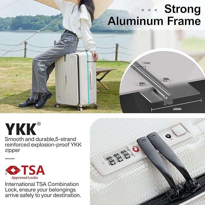 Hanke Multifunctional 26 Inch Checked Luggage Hard Shell Suitcases - Image 9