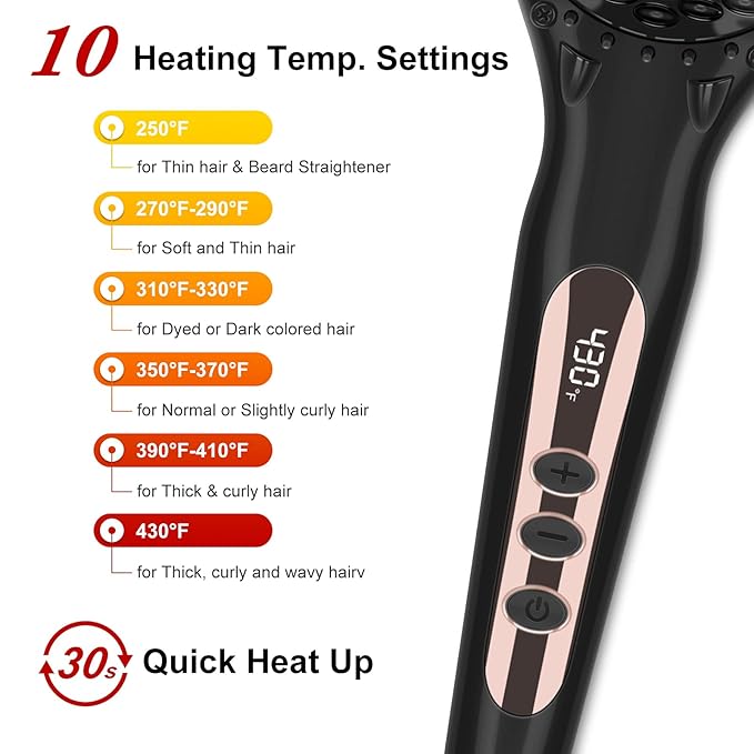 Aima Beauty Hair Straightener Brush, Enhanced 2-in-1 Straightening Brush, Advanced Ionic, Quick Heating with Anti-Scald, Black