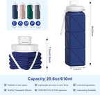 3 pack Collapsible Water Bottles, Silicone Foldable Portable Water Bottle 20.6oz - Image 4