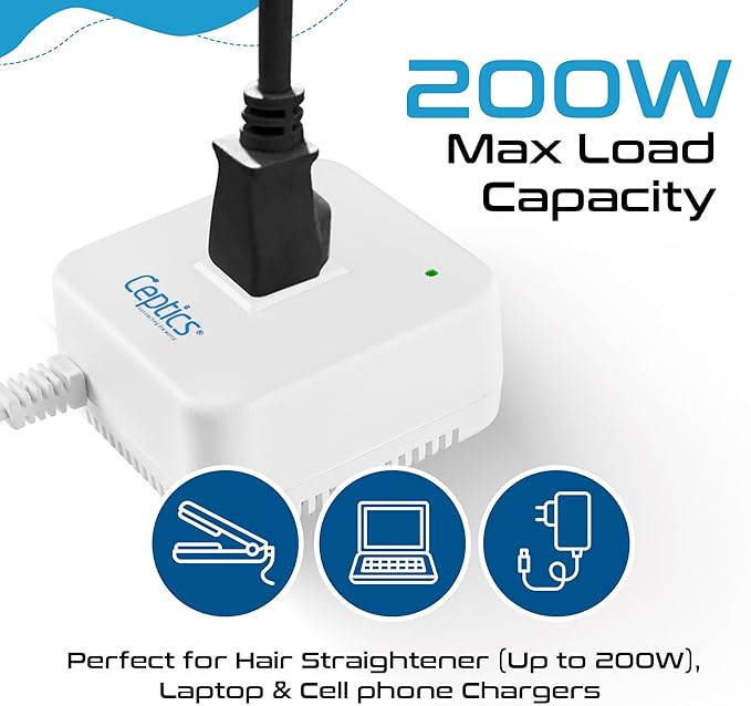 Ceptics 200 Watt Step Down Voltage Converter – Converts 220V/240V to 110V/120V - Image 3