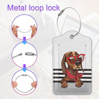 2 Pack Leather Luggage Tag for Suitcase Cool Dachshund Cute Animal Unique - Image 4