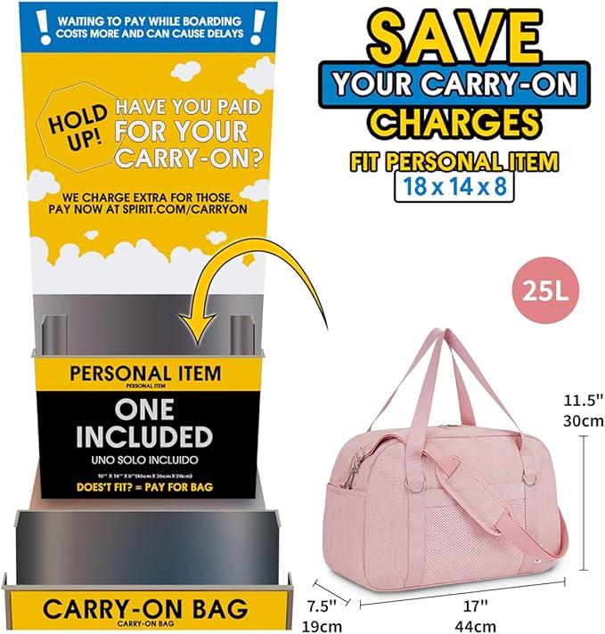 Narwey For Spirit Airlines Personal Item Bag 18x14x8, Small Duffle Bag for - Image 3