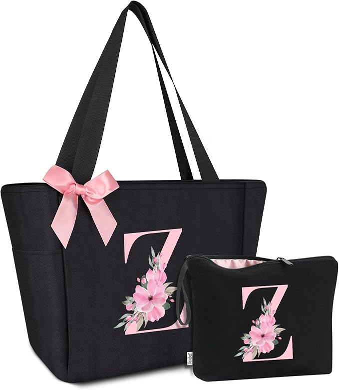 Vavabox Tote Bag, A-Z Initial Monogrammed Waterproof Tote Bag, Bridesmaid Gifts by Vavabox