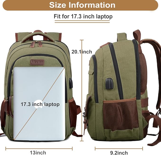 Mactso Canvas Travel Laptop Backpack - Image 5
