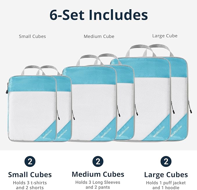 Compression Packing Cubes 6 Set, Compressible Space-Saving Packing Cubes - Image 4