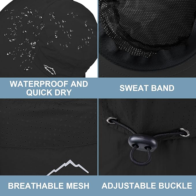 Sun Hat for Men Women with Neck Flap, UPF 50+ UV Protective Hiking Fishing Hats - Image 4