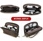 Electronic Organizer Zipper Bag Tech Pouch, Top Grain Leather Handmade - Image 8
