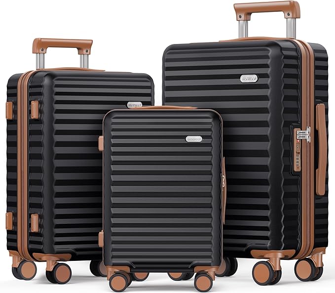 SHOWKOO Luggage Sets 3 Piece Hardside Expandable Suitcase by SHOWKOO