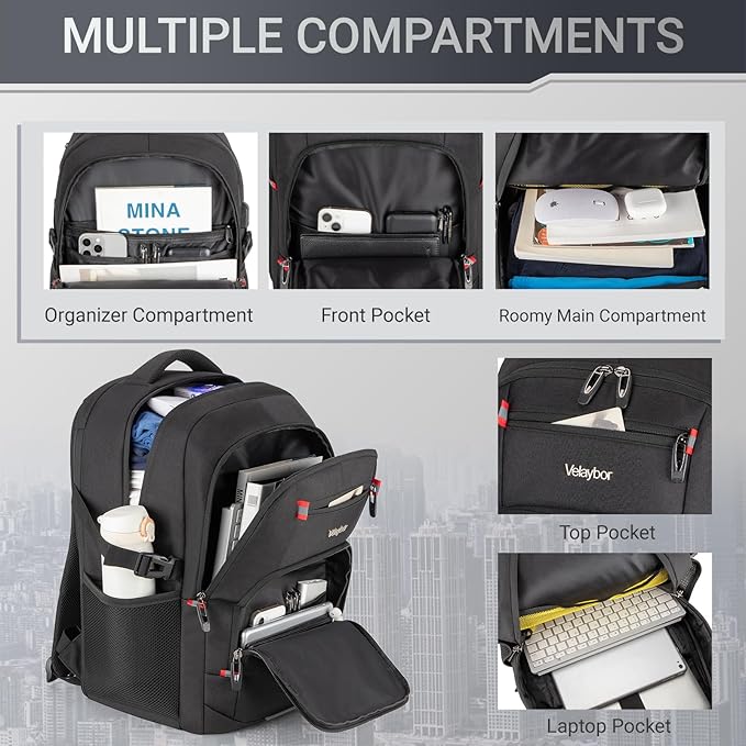 48L Expandable Laptop Backpack, Anti-thief Travel Backpack - Image 2