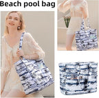 LEDAOU Large Beach Tote Bag Women Waterproof Sandproof Zipper Beach Tote Bag - Image 2
