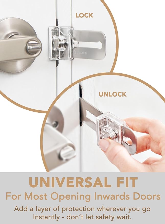 Greatim Portable Door Lock for Travel Hotel Safety, Stainless Steel Security - Image 2