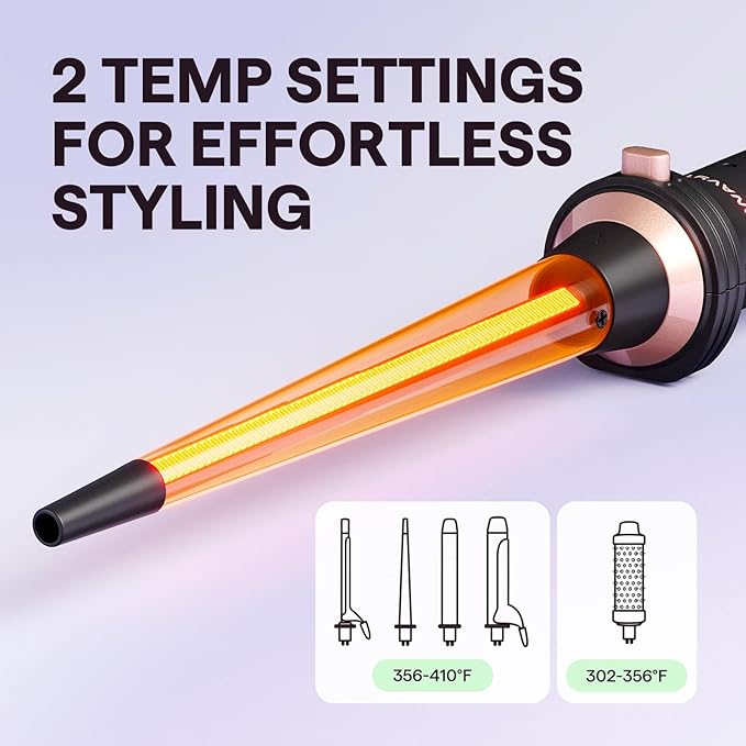 Wavytalk 5 in 1 Curling Iron Set with Curling Brush and 4 Interchangeable Ceramic Curling Wand (0.35"-1.25”), Wand Curling Iron Instant Heat Up, Dual Voltage Hair Curler (Pack of 2)