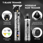 Professional Hair Clippers for Men,Hair Clippers+T-Blade Trimmer+Electric Shaver+Nose Hair Trimmer Set,4 in 1 Cordless Barber Hair Cutting Kit LCD Display Gifts (Gray)