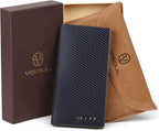 VISOUL Mens Checkbook Leather Wallets Long Bifold Wallets - Image 5