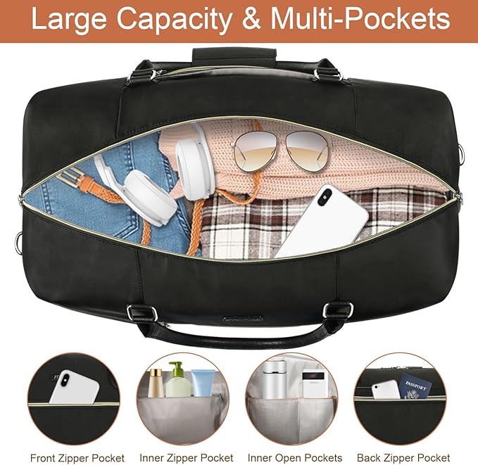 Weekender Bag for Women, Travel Duffel Bag Carry On Overnight Bag - Image 4
