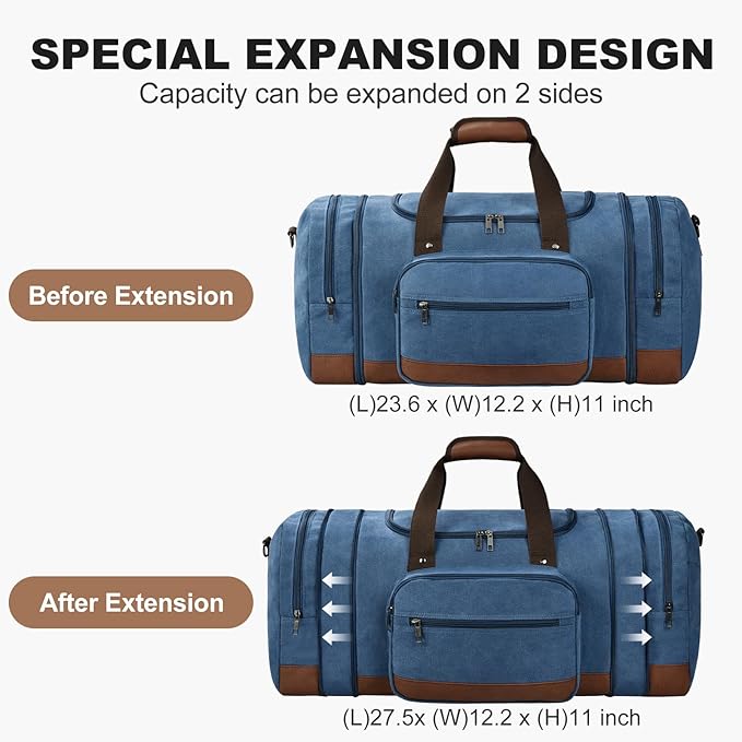 Litvyak Duffle Bag for Travel, Large 60L Canvas Travel Duffel Bags Overnight - Image 3