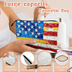 Cosmetic Bags Travel Makeup Toilet Case Waterproof Pouch for Women Girls 6.7X9.45inches - The Frayed Stars And Stripes