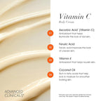 Advanced Clinicals Brightening Vitamin C Body Cream Lotion + Vitamin C & Caffeine Eye Cream Face Moisturizer Skin Care Set For Women, Men, & Dark Spots, 2pc Bundle