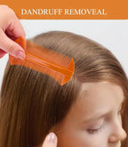 Dandruff Comb Fine Tooth Scalp Detox Comb Lice for Women, Men & Kids Stainless Steel Scalp Detoxing, Sweep & Massage Hair Brush Tool for Hair Care (Black+Orange)