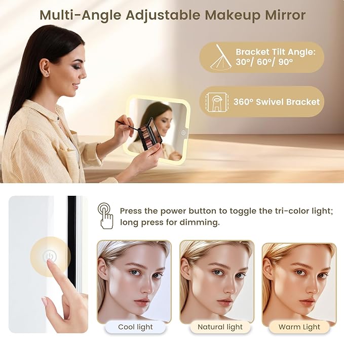 Makeup Case with Magnetic LED Mirror Travel Cosmetic Organizer Portable Makeup - Image 8