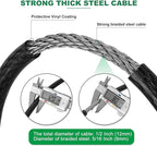 7 ft x 1/2" Heavy Duty Cut-Proof Security Cable | Flexible Vinyl-Coated Braided - Image 2