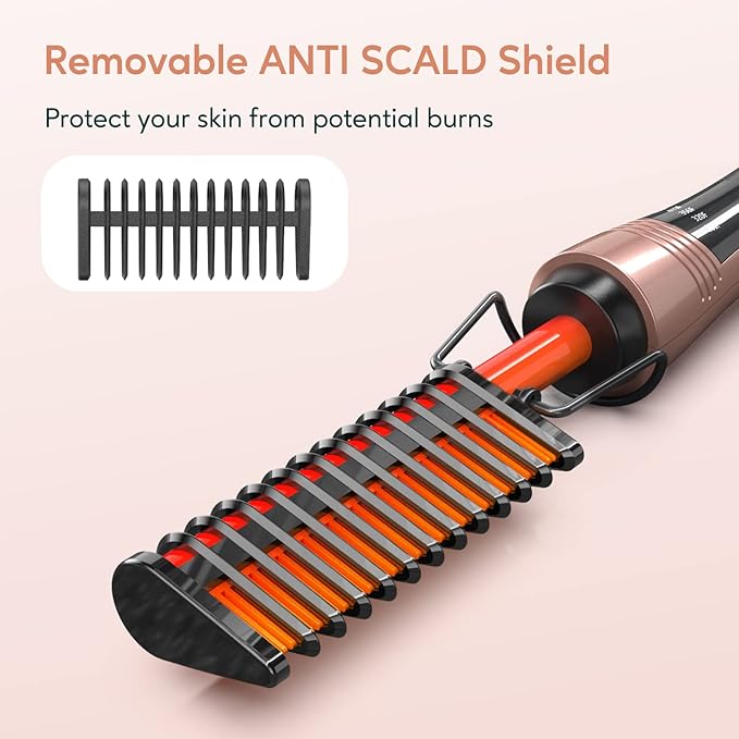 Terviiix Electric Hot Comb for Lace Front Wigs, Pressing Combs for Black Women Hair, Anti-Scald Straightening Comb with Keratin & Argan Oil Infused Teeth, Temperatures Adjustable, 60 Min Auto Shut Off