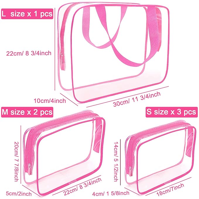APREUTY Clear Makeup Bags, TSA Approved 6 Pcs Cosmetic Makeup Bags Set Clear PVC - Image 3