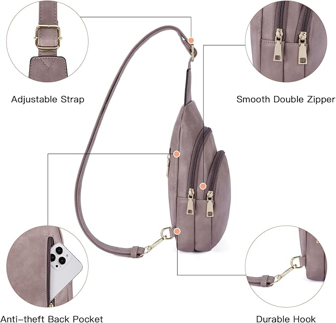 Telena Small Sling Bag for Women Leather Crossbody Fanny Packs Chest Bag for - Image 4