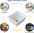 Dcolara 15 Inch White Undermount Wet Bar Sink Single Bowl Kitchen Sink Modern - Image 6
