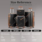 Campfun Luggage 4 Piece Sets, Expandable Carry On Luggage Set Hardshell PP - Image 2