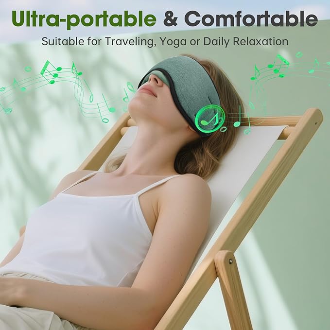 Sleep Headphones with Bluetooth 5.4 Sleep Mask, Bamboo Cotton Music Wireless - Image 8